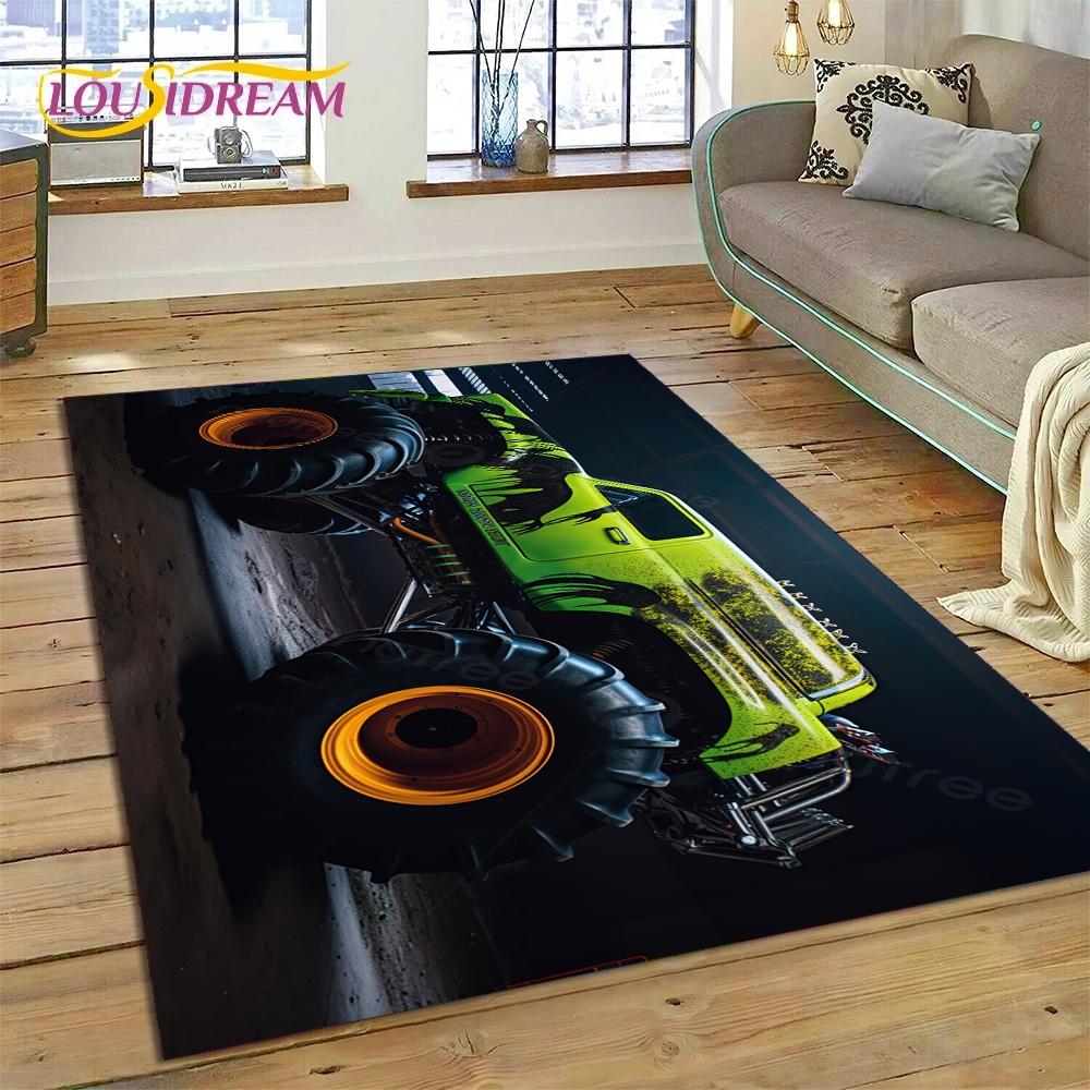 Monster Truck Monster Jam Cartoon Rug Carpet for Living Room Bedroom Home Decor,Floor Mat Non-slip Decoration for Sofa Doormat