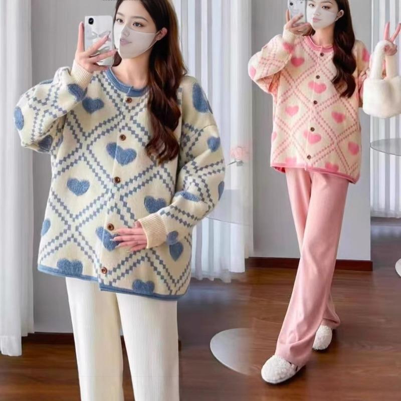 Gentle Wind Soft Waxy Love Crew Neck Sweater Cardigan Women's New Autumn Loose Sweet Knitted Coat Top