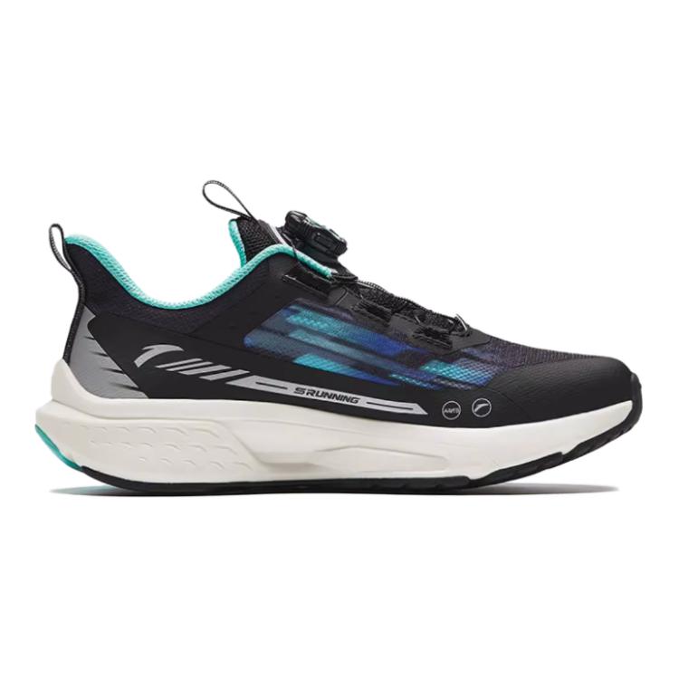 Anta Kids Victory Lite Non-Slip Shock Absorbing Wear-Resistant Low-Top Running Shoes Kids sneaker Black Silver Green 312425513-4