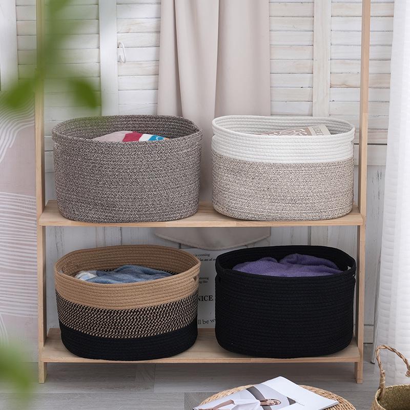 Large Cotton Rope Woven Basket for Living Room Storage - Ideal for Toys and Sundries