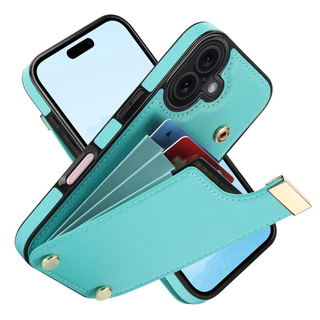 For iPhone 17 Case TPU + PU Leather Hardware Decor Phone Cover with Card Holder