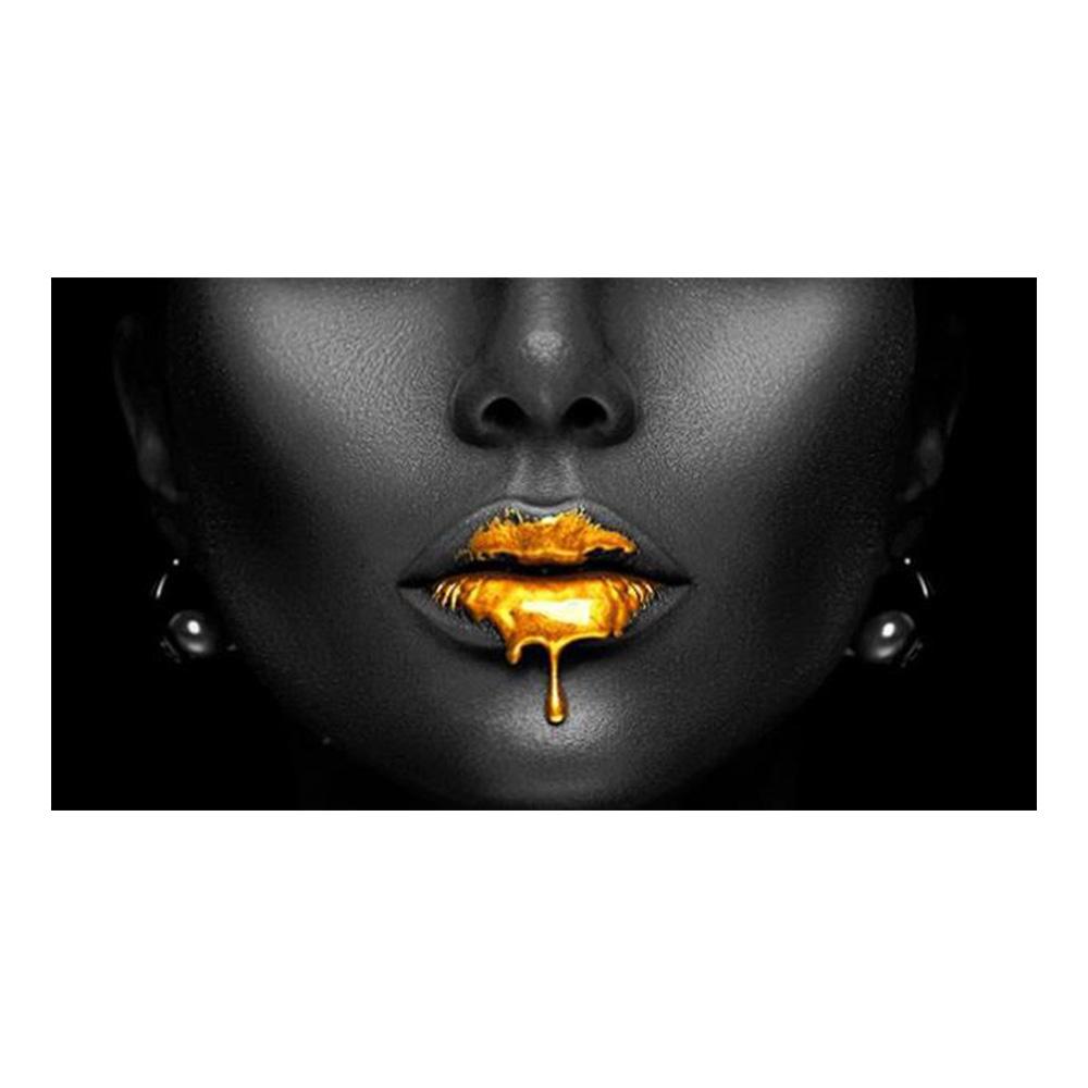 

Скандинавская классика моды настенное искусство золотые губы сексуальный женский портрет HD холст постер печать для дома спальня гостиная украшение 50x100cm