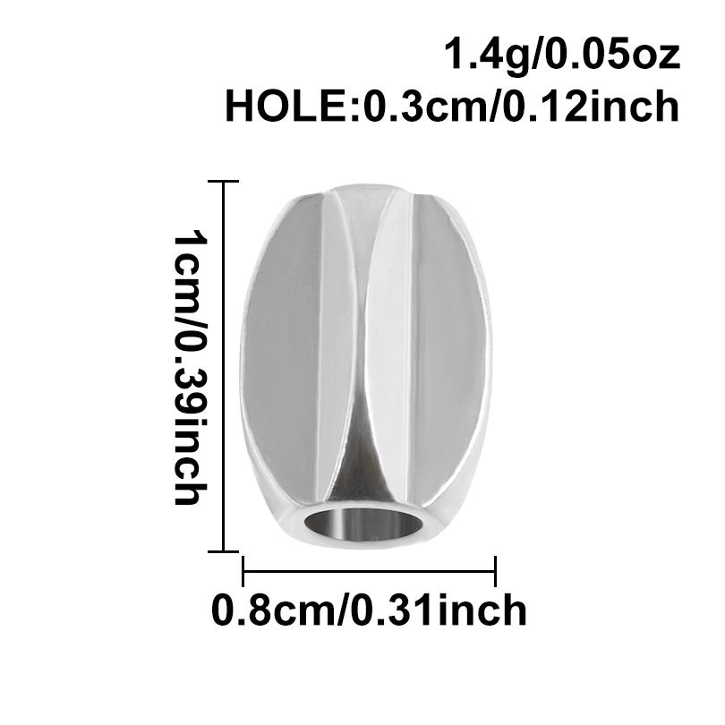6pcs Round Tube Cylinder Fashion Spacer Bead Stainless Steel Loose Beads For Jewelry Making Supplies DIY Bracelets Anklets Bulk