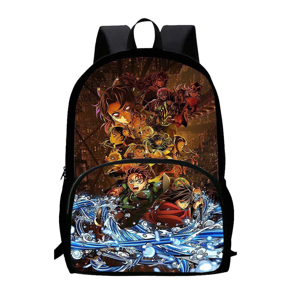 Japonské kreslené komiksy Demon Slayer: Kimetsu no Yaiba - Oblouk Nekonečného hradu Dětský batoh Velkokapacitní batoh s kapsou na zip 0015