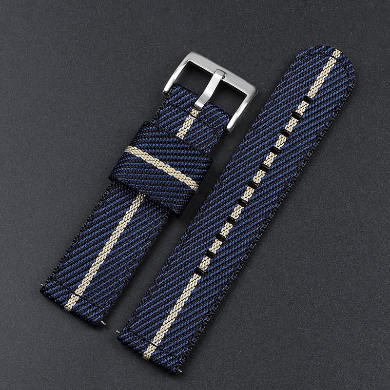 Nylon Canvas Watch Band 20mm 22mm Ribbed Strap for Seiko for Citizen Military Sports Woven Fabric Replacement Wristband Bracelet
