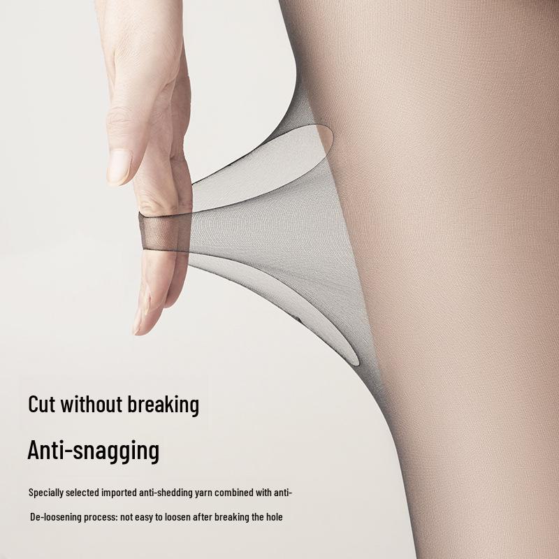 Black Silk Ultra-Thin Seamless Sheer Stockings with T-Crotch Design for Spring and Summer