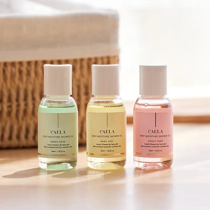 Kaela Deep Moisture Shower Oil Discovery Set (Green Rose 40ml + Basil Leaf 40ml + Sunlit Ruby 40ml)