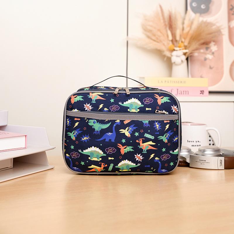 Kids Lunch Bag Kindergarten Bento Bag Cute Cartoon Print Large Capacity Handheld Storage Tote
