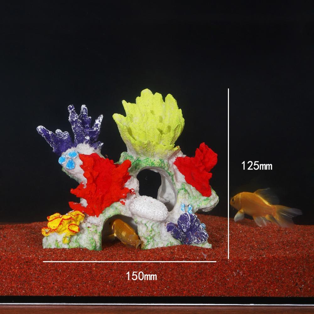 Colorful Aquarium Coral Reef Ornaments Creative Simulated Resin Rockery  Aquatic Habitat
