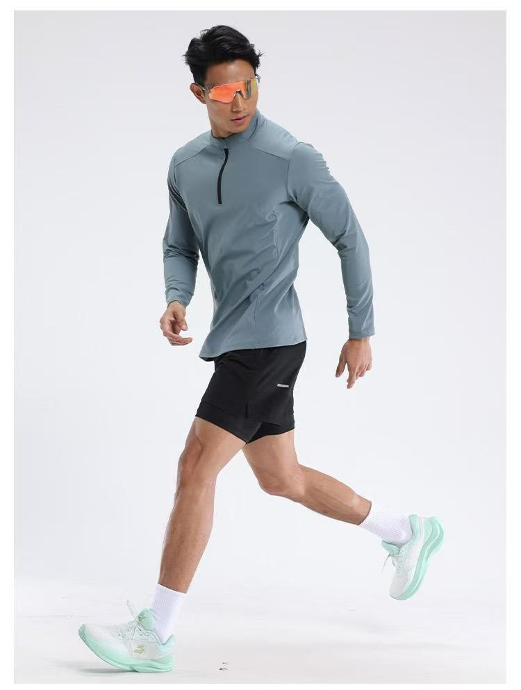 Men's Half-Zip Long-Sleeve Sports T-Shirt - Autumn/Winter Outdoor Casual Running & Fitness Top