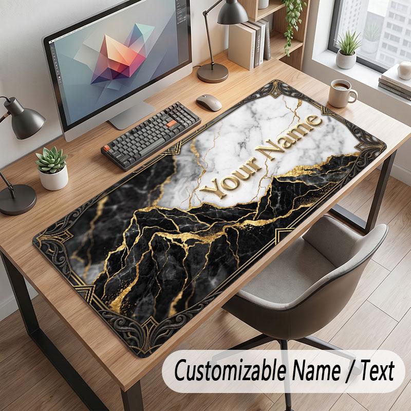Abstract Geometric Theme Customized Mouse Pad Personalized Print Name Text Desk Mat For Home Office Table Decor