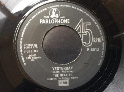 7inch Record BEATLES - Yesterday C/w I Should Have Known B R6013 Parlophone, App 1976 UK Rock Used