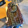 Retro two-color plaid scarf men's winter long thickened warm gift couple scarf versatile