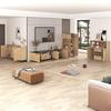 Hutch Cabinet Kitchen with Two Doors Three Drawers Wood Grain Sideboard Metal Legs Color Utility Pantry Dining Room Furniture