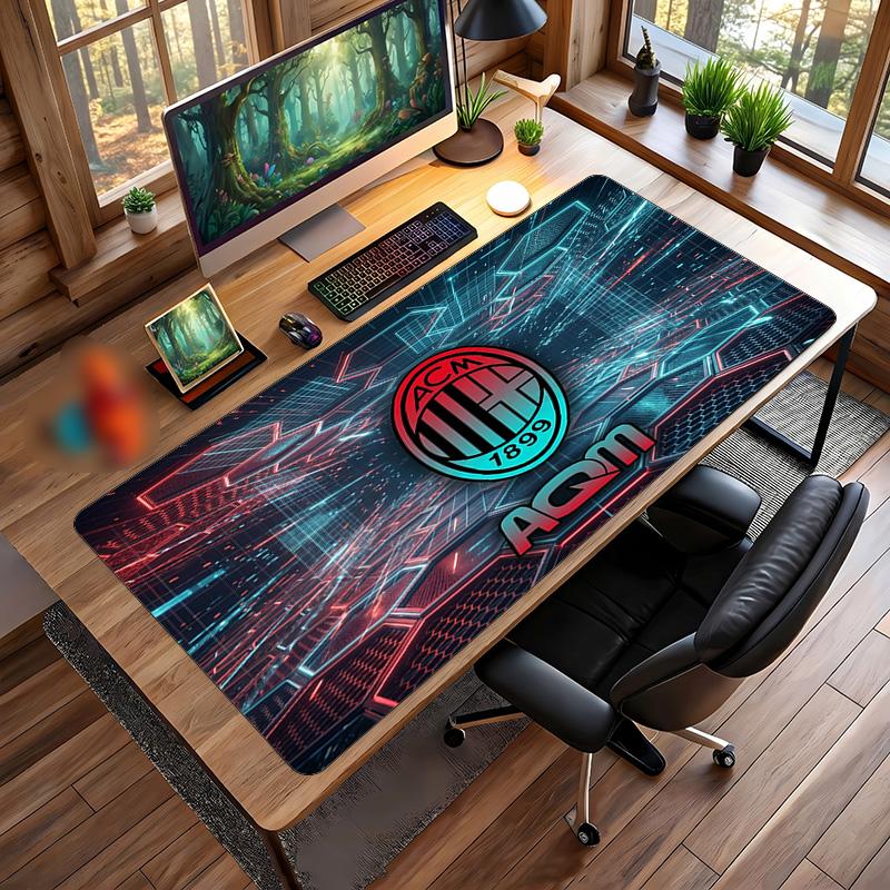 Tappetino per Mouse Grande Stampato AC Milan, Tappetino Morbido in Gomma Antiscivolo per Scrivania da Gioco per Ufficio Laptop Computer Decorazione