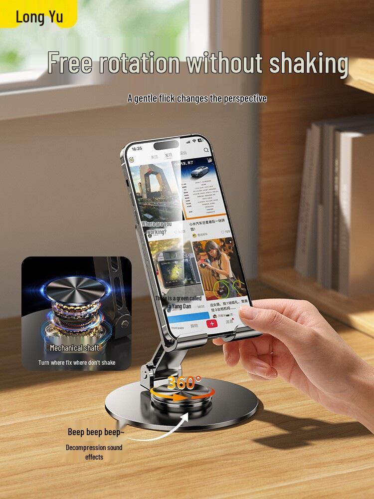 All-Metal 360° Rotating Phone & Tablet Stand for Desktop Streaming