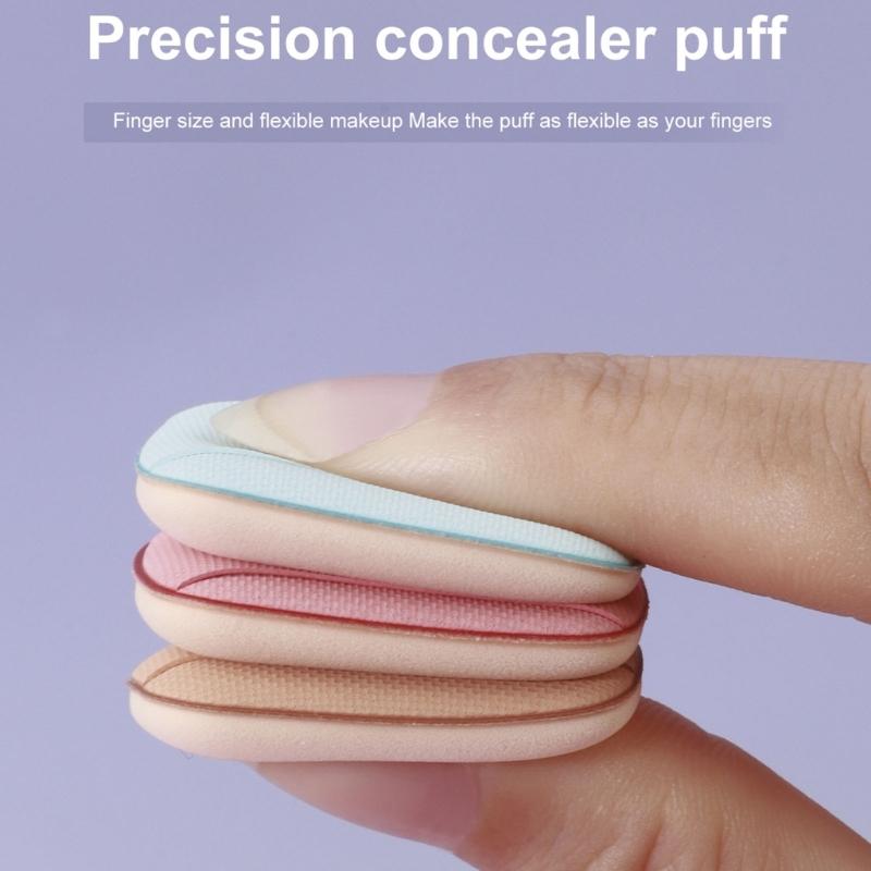 6 Pieces Mini Finger Powder Puff Sponges Face Cosmetic Accesories For Blending And Concealer Square Makeup Tool