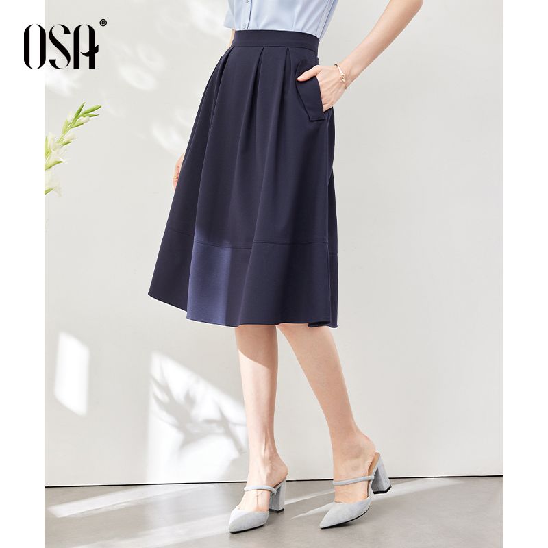 

OSA Blue Elegant Big Hem Summer Bud Skirt Blue S