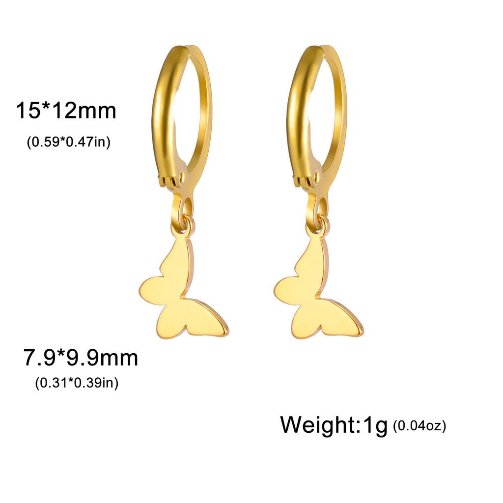 Golden Pendant Hoop Earrings with Heart Hexagon Snake Cross Butterfly Flower Bird Jewelry Gift