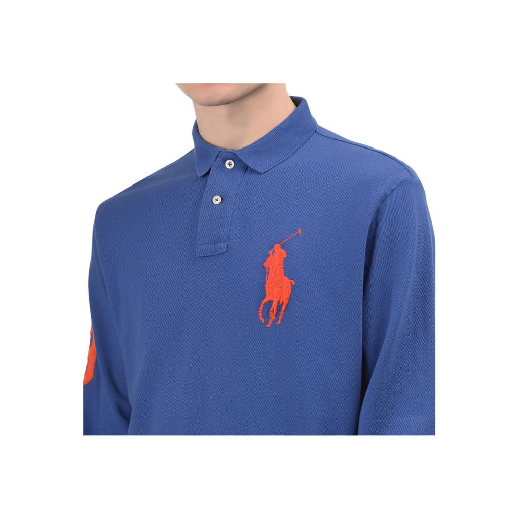 Polo Ralph Lauren Solid Color Big Pony Embroidered Logo Long Sleeve Polo Shirt Men tops Dark-Blue MNPOKNI16810673E50