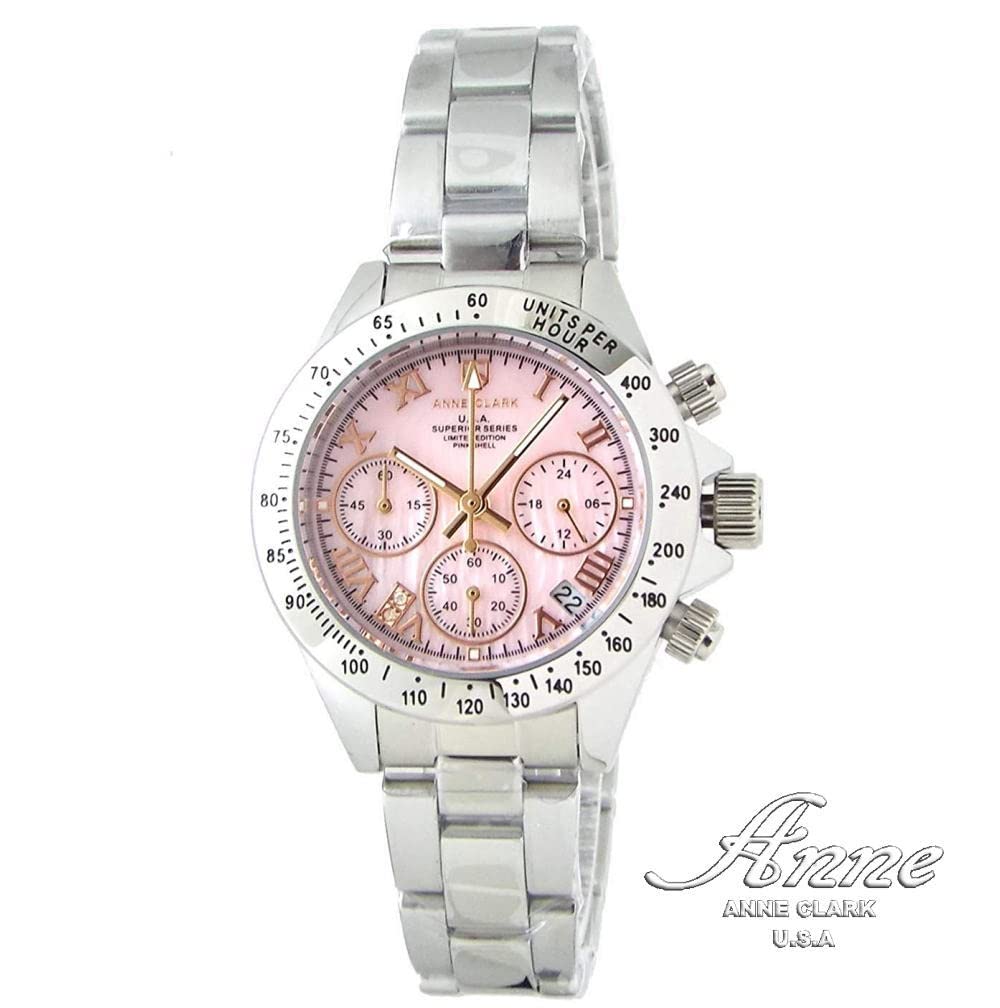 Ladies watch tachymeter chronograph Equipped with Japanese movement Natural pink shell dial material Water resistant to 10 ATM Happy 7th2P natural