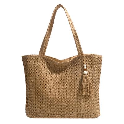 Natürliche gewebte Stroh-Tragetasche für Damen Sommer-Strandtasche