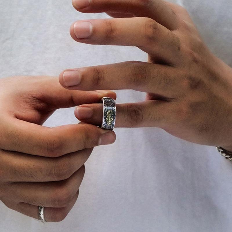Feng Shui Mani for protective Wealth Ring charm Ring Amulet Wealth Lucky Open Adjustable Ring Buddhist Jew