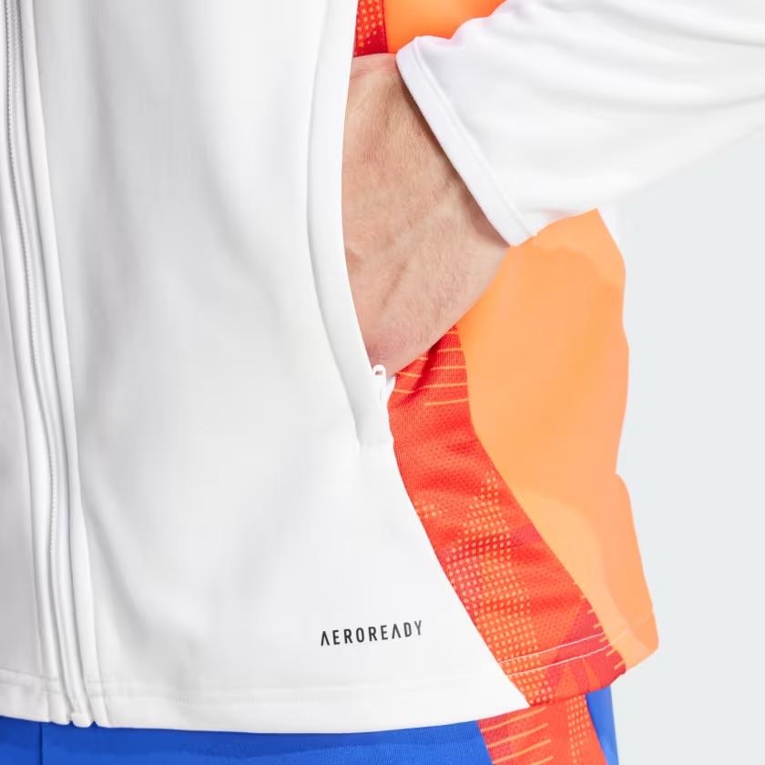 adidas Giacca da Allenamento Corsa a Blocchi di Colore e Strisce Comoda Traspirante da Uomo Giacca Bianca JF4196