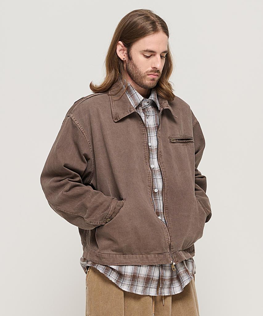Cargobros Vintage Pigment Work Trucker Jacket (Brown)