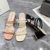 Fashion 2025 Summer Women's Sandals Casual Female Slippers Fashion Sexy Female Shoes Square Heel Open Toe Ankle Strap Sandals Sandalias
