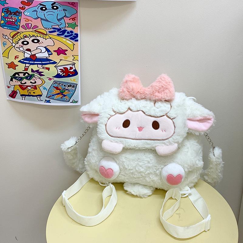 This autumn and winter, the new Korean version of high-end women's plush small backpack cartoon cute one-shoulder crossbody fresh and sweet