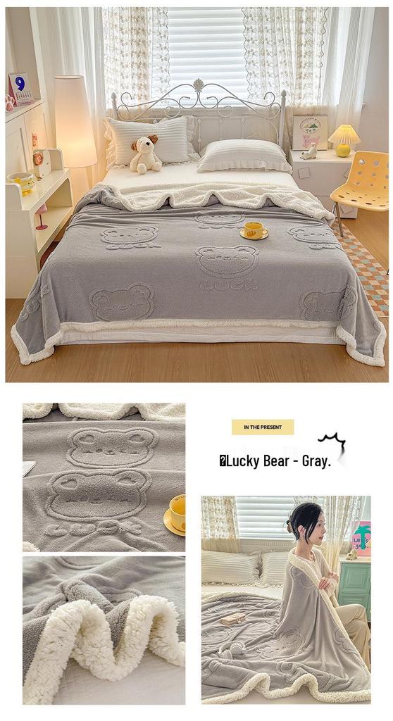Thickened Double-Layer Taffy Lambswool Nap & Sofa Blanket