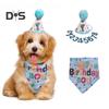 Dog Birthday Costume Accessory Pet Hat Bandana Numbers Set Puppy Dress Up Triangle Scarf Outfit for Small Medium Large Dogs