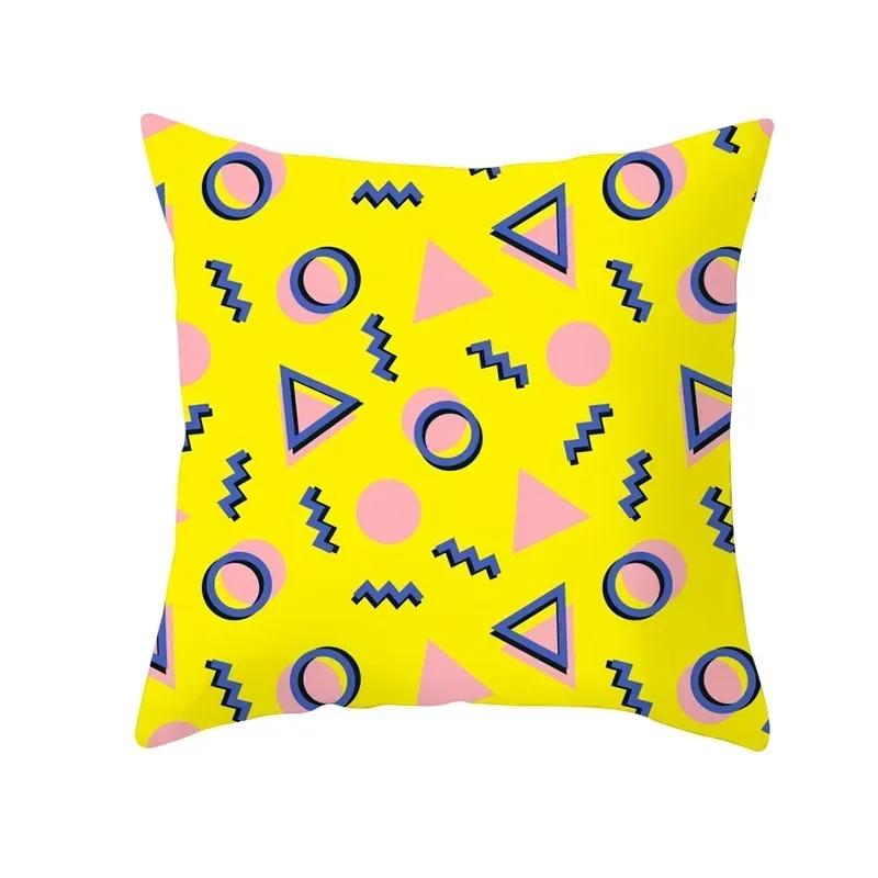 40/45/50 Mint Pink Throw Pillow Case Memphis Inspired Pattern Check Cushion Covers Home Sofa Chair Decorative Pillowcases