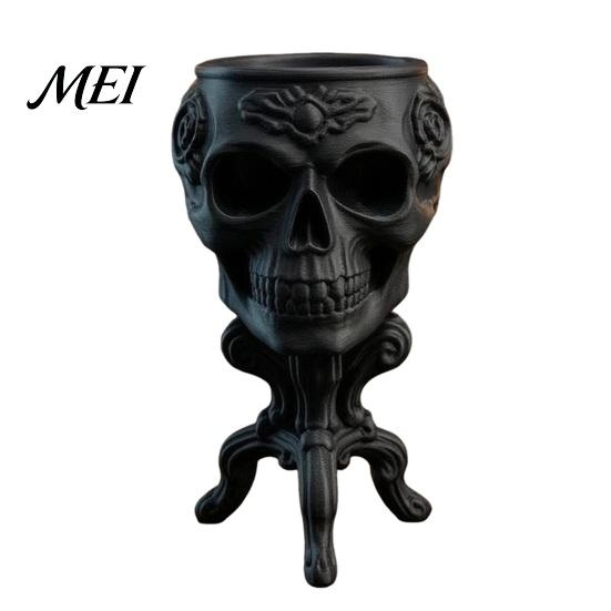 Retro Flower Pots Mini Gothic Skull Planter Pot, 3D Printed Creepy Flowerpot, Decorative Succulents Plants Container, Desk Decoration for Halloween