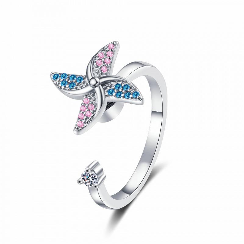 

Elegant Rotatable Pinwheel Ring for Women – Light Luxury Trendy Open Design Adjustable Open платиновий