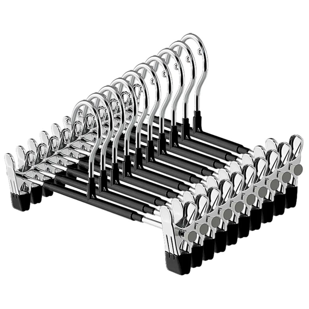 10PCS Metal Trouser Hanger with Adjustable Clip Shorts Hangers Non Slip Saving Space for Hanging Trousers/Socks/Skirts/Coats
