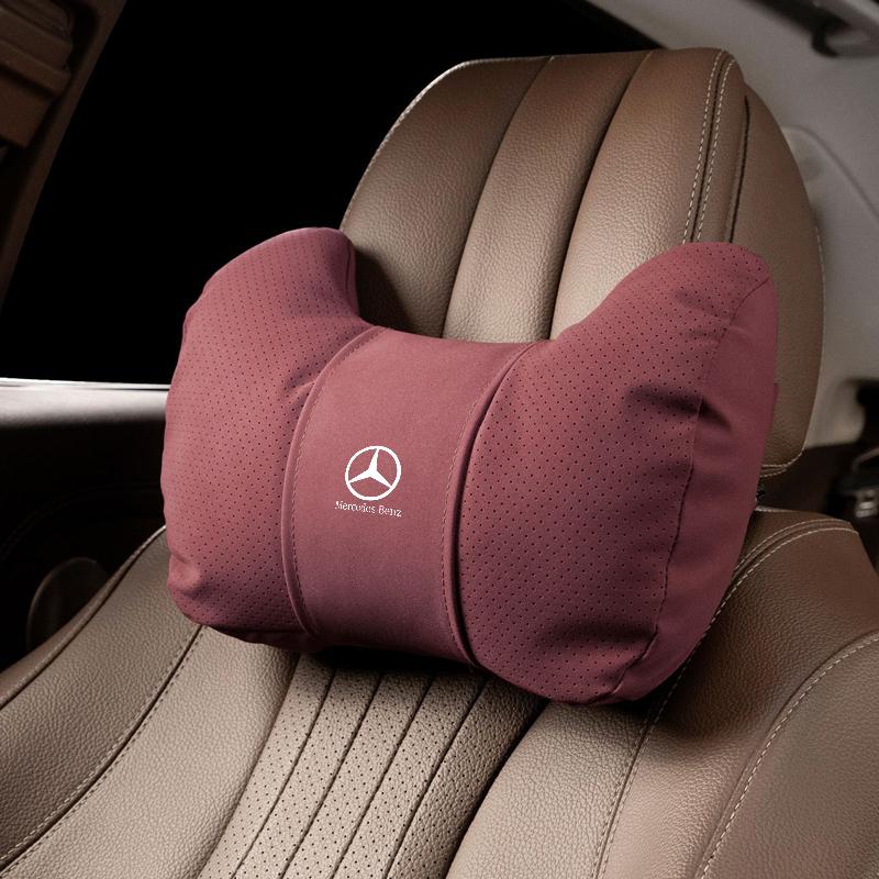 YHB3 For Mercedes Benz AMG W211 W203 W204 W210 W202 Car Headrest Neck Support Seat Auto Breathable Pillow Protector Neck Compatible