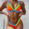Yi Yong 2024 Seksowny Zestaw Bikini Damski z Patchworkiem w Bloki Kolorów
