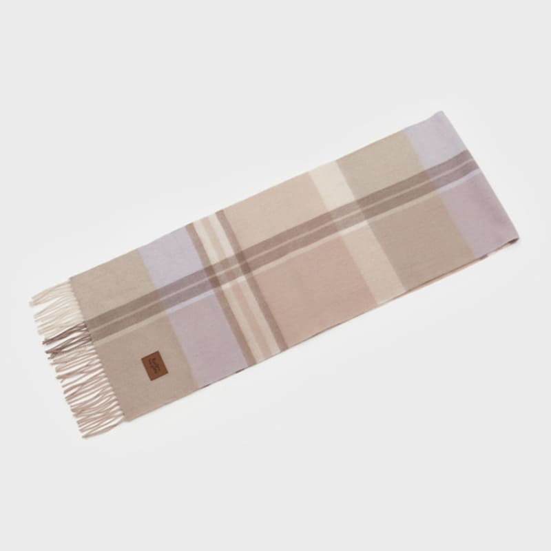 RECLOW MUNM CHECK CASHMERE 100% MUFFLER BEIGE