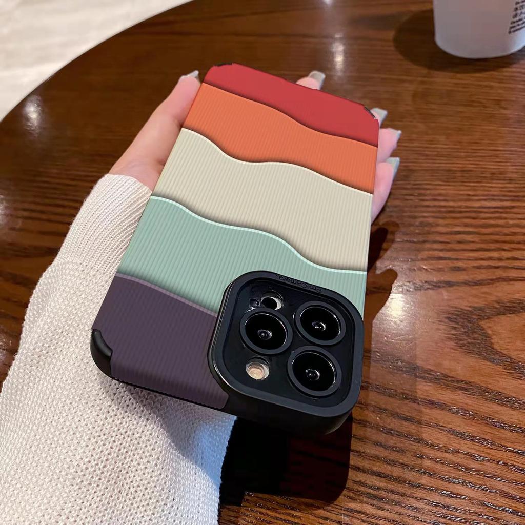 Modne silikonowe etui na telefon z gradientową falą dla iPhone 13 12 11 15 Pro Max 13 Mini SE 7 8 Plus X XS XR skórzane etui odporne na wstrząsy