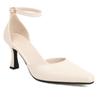 FOREADA Women Ankle Strap Two-Piece Pumps Square Toe Thick High Heels Buckle Ladies Fashion Shoes Spring Autumn Black Beige 43