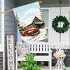 Charming Double-Sided Christmas Garden Flag - Red Truck & Barn Design, Durable Polyester, Perfect for Outdoor and Yard Decor