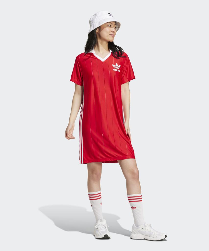 ADIDAS 3S Pinstripe Dress - Red / Ix5508