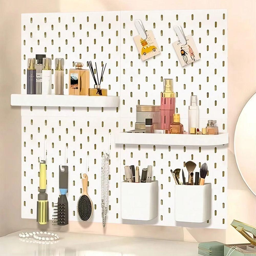 Wall-Mounted Storage Board with Hooks Space-Saving Storage Organizer Board DIY Storage Display Rack