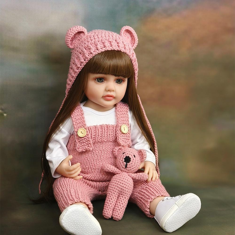 

Модная новая кукла реборн 55 см, полная клейкая имитация, кукла, подарок на день рождения, игрушка для девочек, кукла для детей 55cm