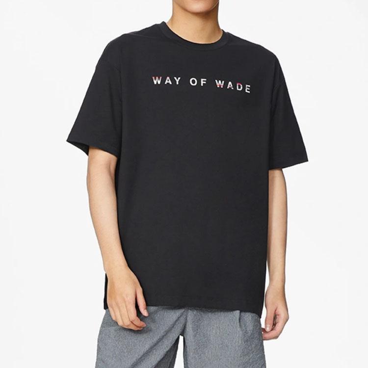 Li-Ning Wade Series Alphabet Print Round Neck Short Sleeve T-Shirt Men Tops Black AHSS437-1