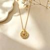 Korean Style Zirconia Rotating Circle Pendant Clavicle Necklace for Women