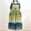 Women's Plus Size Boho Print Maxi Dress, Casual Loose Short Sleeve Summer Dress with Pockets (XL-5XL)