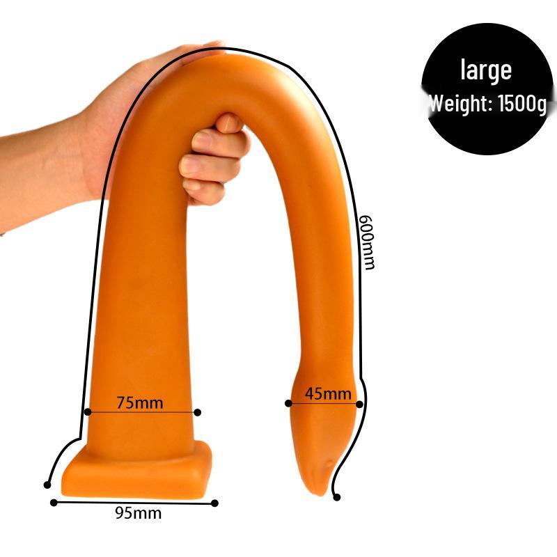 Dop Anal din Silicon Long Love cu Ventuză - Bici cu Mărgele Neregulate pentru Uz Erotic Adult